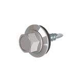 Verzinkte schroef met zeskantkop, ring en afdichting, kleur Grijs aluminiumkleurig (RAL9007)