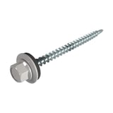 Verzinkte schroef met zeskantkop, ring en afdichting, kleur grijs aluminiumkleurig