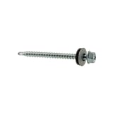 Verzinkte schroef blank, met zeskantkop, ring en afdichting, voor hoge rib op houtconstructie