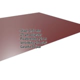 Vlakke plaat Wijnrood RAL 3005, 0,50 mm staal, met ingebedde specificaties