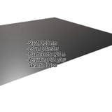 Vlakke plaat gitzwart RAL 9005 van staal 0,50 mm, met ingebedde specificaties
