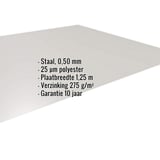 Vlakke plaat staal 0,50 mm Zilver-Metallic met ingebedde specificaties