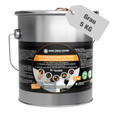 Vloeibare kunststof 5 KG in grijs, emmer met productetiket en aangehangen prijskaartje