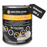 Blik DACHPROTECT vloeibaar kunststof zwart 300 g met productinformatie en toepassingsvoorbeelden