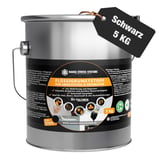 DACHPROTECT vloeibare kunststof zwart 5 kg emmer, met productinformatie en zwart etiket
