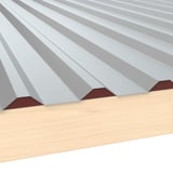 Tandplaat ongeperforeerd, 0,75 mm staal, roodbruin RAL 8012, op houtconstructie