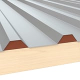 Tandplaat ongeperforeerd, koperbruin, 0,75 mm staal, op houten onderconstructie, detail