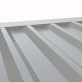 Tandplaat ongeperforeerd, zilvermetallic (RAL 9006), 0,75 mm staal, schuin bovenaanzicht van de profilering