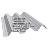 Damwandplaat T92P dak Zilver-Metallic met ingebedde specificaties voor materiaal, dikte en coating