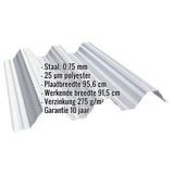 Damwandplaat T92P dak lichtgrijs RAL 7035, 0,75 mm, met ingebedde technische gegevens