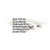 Damwandplaat TP104 dak, Grijswit, met ingebedde specificaties over materiaal, dikte en coating