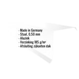 Gevelhoek Aluzink, 0,50 mm, met ingebedde specificaties zoals materiaal, dikte en verzinking