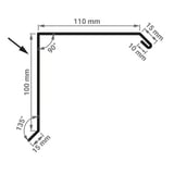 Technische tekening gevelpan met afmetingen 110 mm, 100 mm, 15 mm, 10 mm