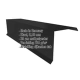 Gevelpan uit zwart staal, 0,50 mm, mat polyester gecoat, met ingebedde productgegevens
