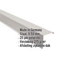 Windveer Lichtgrijs (RAL 7035) van staal, 0,50 mm, met ingebedde specificaties