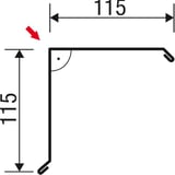 Technische tekening van de windveer met afmetingen 115 mm x 115 mm