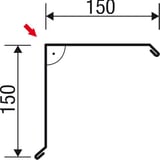 Technische tekening van de windveer 150 x 150 mm met afmetingen