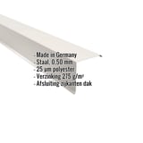Windveer uit staal, zuiverwit RAL 9010, 0,50 mm dikte, met ingebedde productgegevens