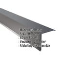 Gevelhoekprofiel van staal 0,75 mm Antracietgrijs met 60 µm Puramid coating, specificaties getoond