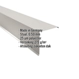 Gevelhoekprofiel van staal, lichtgrijs (RAL 7035), 0,50 mm, met ingebedde specificaties