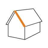 Schets van een dak met oranje gemarkeerd gevelhoekprofielgebied
