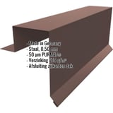 Gevelpan Stehfalzprofiel PD-510-S, Chocoladebruin, met ingebedde productinformatie over materiaal en coating
