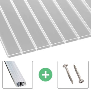 Acrylglas kanaalplaat 16 mm, helder, met accessoires: aluminium profiel en schroeven