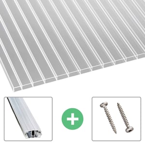 Acrylglas kanaalplaat 16 mm, helder, met aluminium profiel en schroeven als toebehoren