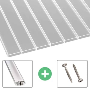 Acrylglas kanaalplaat 16 mm, profiel A4, transparant, met eindprofiel en schroeven