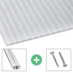 Acrylglas kanaalplaat 16mm opaal wit met eindprofiel en schroeven als accessoires