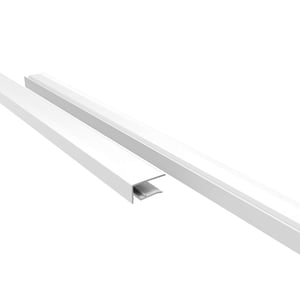 Afsluitprofiel bovenzijde 10 mm van wit aluminium, twee profielen schuin van boven