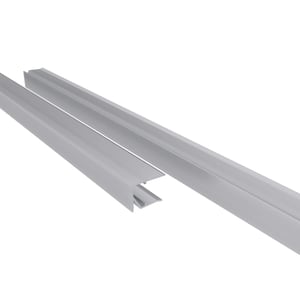 Afsluitprofiel bovenzijde 16 mm van blank aluminium, twee profielen schuin van boven