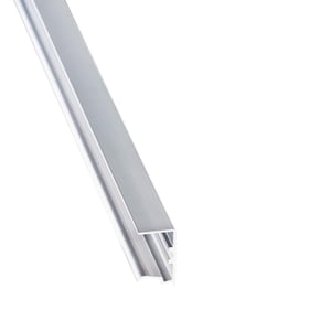 Afwerkprofiel 25 mm van blank aluminium, zijaanzicht met U-profiel en groef