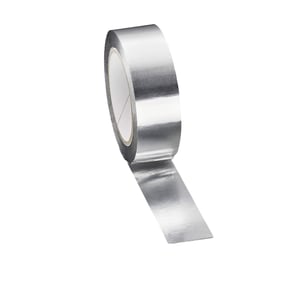 Aluminium tape rol, zilverkleurig, van Scobalit, 16 mm breed, licht afgerold op witte achtergrond