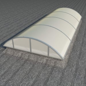 Alumon lichtplaat polycarbonaat opaal wit 10mm, gebogen, op donker dak