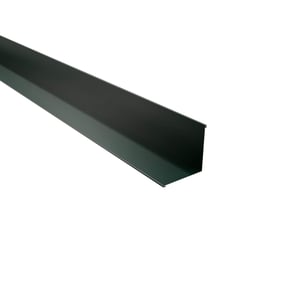 Binnenhoek mosgroen RAL 6005 van 0,50 mm staal met Puramid-coating, schuin van boven
