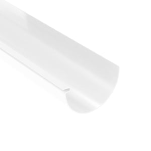 Dakgoot PVC wit, detail van het halfronde profiel