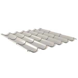 Dakpanplaat Grijswit (RAL 9002) van staal 0,50 mm, 25 µm polyestercoating, schuin aanzicht