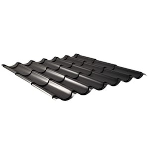 Dakpanplaat 2/1060 Gitzwart (RAL 9005) 0,50 mm, hoofdweergave van de profielstructuur