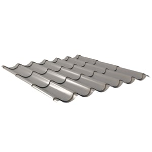 Dakpanplaat 2/1060, grijs aluminiumkleurig, 0,50 mm staal, 25 µm polyestercoating, hoofdaanzicht