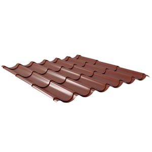 Dakpanplaat aluminium Roodbruin RAL 8012, 0,70 mm, 25 µm polyestercoating, hoofdweergave