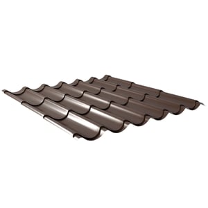 Dakpanplaat 2/1060 Sepiabruin, 0,50 mm, Weckman, hoofdweergave van de profielstructuur