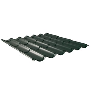 Dakpanplaat 2/1060 Mosgroen (RAL 6005) van 0,50 mm staal met 60 µm Puramid coating