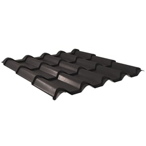 Dakpanplaat EUROPA donkergrijs, 0,50 mm, 35 µm matpolyester, hoofdaanzicht
