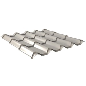 Dakpanplaat EUROPA van aluminium, 0,70 mm, Zilver-Metallic (RAL 9006), 25 µm polyestercoating
