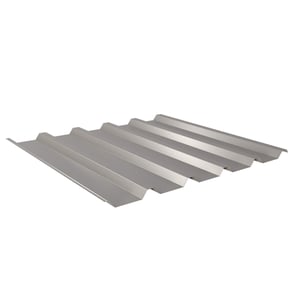 Damwandplaat 35/207, grijs aluminiumkleurig, 0,50 mm staal, 25 µm polyestercoating, hoofdaanzicht schuin van boven