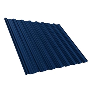 Damwandplaat T18DR 0,50 mm Gentiaanblauw, hoofdaanzicht schuin van boven