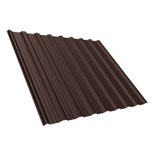 Damwandplaat T18DR dak Chocoladebruin 0,75 mm, hoofdaanzicht, schuin van boven