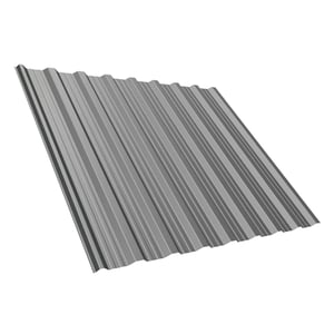 Damwandplaat T18DR, grijs aluminiumkleurig, 0,75 mm staal, bovenaanzicht schuin