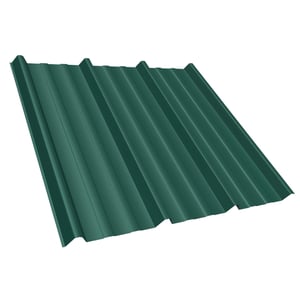 Damwandplaat T45/333MD mosgroen RAL 6005, 0,50 mm, hoofdaanzicht schuin van boven